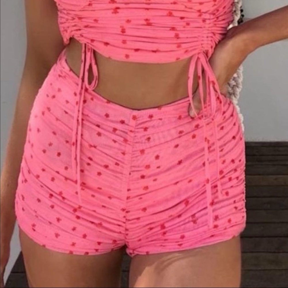 Tiger Mist Pink Ruched Two-Piece Set - Picture 2 of 6